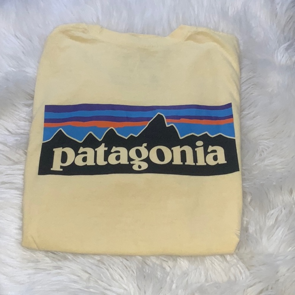 Patagonia men’s logo tee Yellow size L